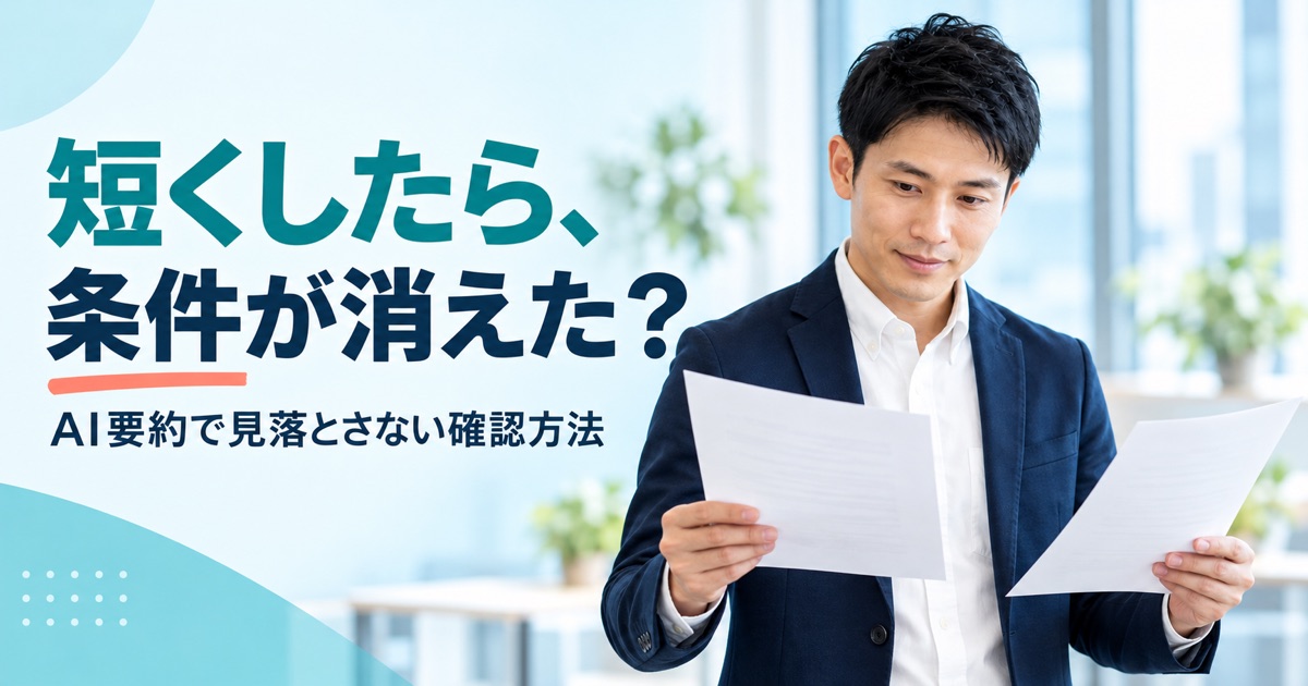 AIで要約すると重要な条件が抜ける?仕事で使う前の確認方法 - アイキャッチ